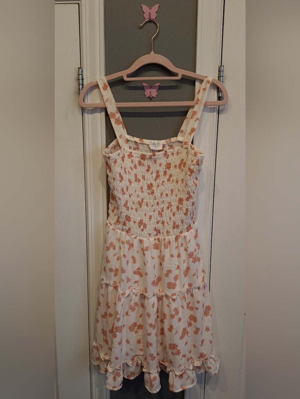 Sienna Sky White Dress with Peach Floral Print